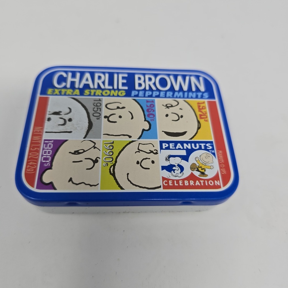 Charlie Brown Snoopy Mint Tin Case 50 Year Anv Collectible NEW 3" And Snoopy Toy